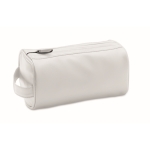 PU toiletry bag with zipper and side handle white colour