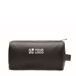 PU toiletry bag with zipper and side handle view with print area