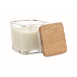 Candle in glass container with bamboo lid, 50 gr white colour third view