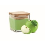 Candle in glass container with bamboo lid, 50 gr lime colour fifth view