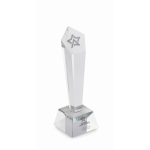 Geometric trophy with crystal base for company awards transparent colour main view