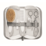 6-piece care set for babies in fabric case white colour