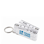 2-in-1 keyring with ruler in white, 50 cm view with print area