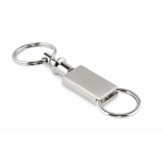 2-part unfolding keyring made of zinc alloy matt silver colour