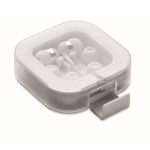 Noise-isolating earphones in case with mobile phone holder white colour