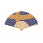 Bamboo fan with various European flag prints blue colour