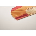 Bamboo fan with various European flag prints red colour sixth photographic view