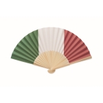 Bamboo fan with various European flag prints green colour