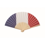 Bamboo fan with various European flag prints royal blue colour