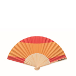 Bamboo fan with various European flag prints view with print area