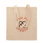 Polycotton tote bag with long handles beige colour main view