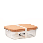 Bread box made of borosilicate glass with cork lid, 830ml view with print area