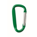 Aluminium carabiners in many colours to hang things on green colour