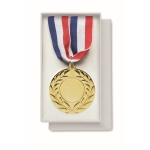 Medal made of iron in the 3 colors blue, white, and red gold colour