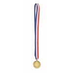 Medal made of iron in the 3 colors blue, white, and red gold colour third view