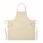 Recycled cotton kitchen apron with front pocket, 220 g/m2 beige colour