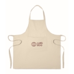 Recycled cotton kitchen apron with front pocket, 220 g/m2 beige colour main view