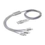 5-in-1 aluminium cable with copper coating and iOS output silver colour