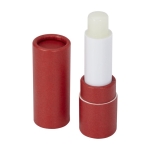 Sustainable lip balm in recycled paper packaging, SPF 15 red colour