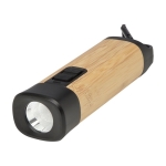 Bamboo and recycled plastic flashlight with carabiner and 3 light modes natural colour