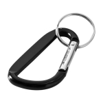 Recycled aluminium keyring with carabiner and metallic finish black colour