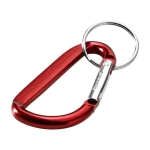 Recycled aluminium keyring with carabiner and metallic finish red colour