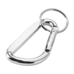 Recycled aluminium keyring with carabiner and metallic finish silver colour