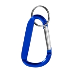 Recycled aluminium keyring with carabiner and metallic finish royal blue colour