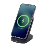 Recycled plastic wireless charging stand for smartphones black colour