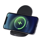 Recycled plastic wireless charging stand for smartphones black colour