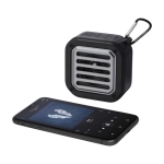 Recycled plastic solar speaker with Bluetooth and integrated flashlight black colour