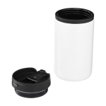 Recycled stainless steel thermal mug with swivel lid, 250 ml white colour