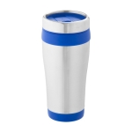 Recycled stainless steel thermal mug with swivel lid, 410 ml blue colour