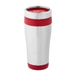 Recycled stainless steel thermal mug with swivel lid, 410 ml red colour