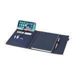 Recycled polyester portfolio with cardholder and mobile stand navy-blue colour