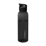 Transparent recycled plastic bottle with handle on the lid, 650 ml black colour