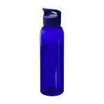 Transparent recycled plastic bottle with handle on the lid, 650 ml blue colour