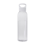 Transparent recycled plastic bottle with handle on the lid, 650 ml white colour