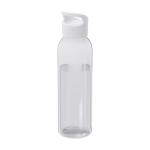 Transparent recycled plastic bottle with handle on the lid, 650 ml white colour