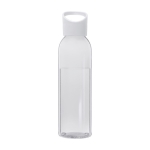 Transparent recycled plastic bottle with handle on the lid, 650 ml white colour