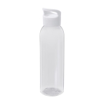 Transparent recycled plastic bottle with handle on the lid, 650 ml white colour