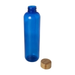 Transparent recycled plastic bottle with bamboo lid, 1 L blue colour