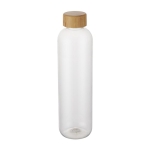 Transparent recycled plastic bottle with bamboo lid, 1 L transparent colour