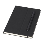 Eco notebook with integrated pen and lined pages black colour