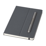 Eco notebook with integrated pen and lined pages grey colour