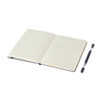 Eco notebook with integrated pen and lined pages navy-blue colour