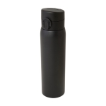 Recycled stainless steel thermos with push-button opening, 450 ml black colour