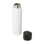 Recycled stainless steel thermos with push-button opening, 450 ml white colour