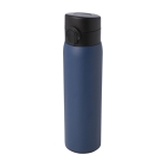 Recycled stainless steel thermos with push-button opening, 450 ml navy-blue colour