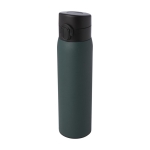 Recycled stainless steel thermos with push-button opening, 450 ml dark green colour